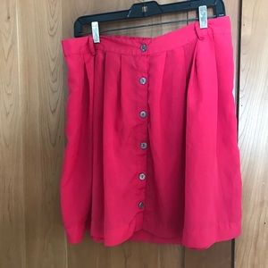 Bright pink button up skirt with belt loops xhiliration large